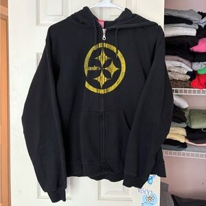 NFL Women's Black Steelers Zip Up with Red Tag